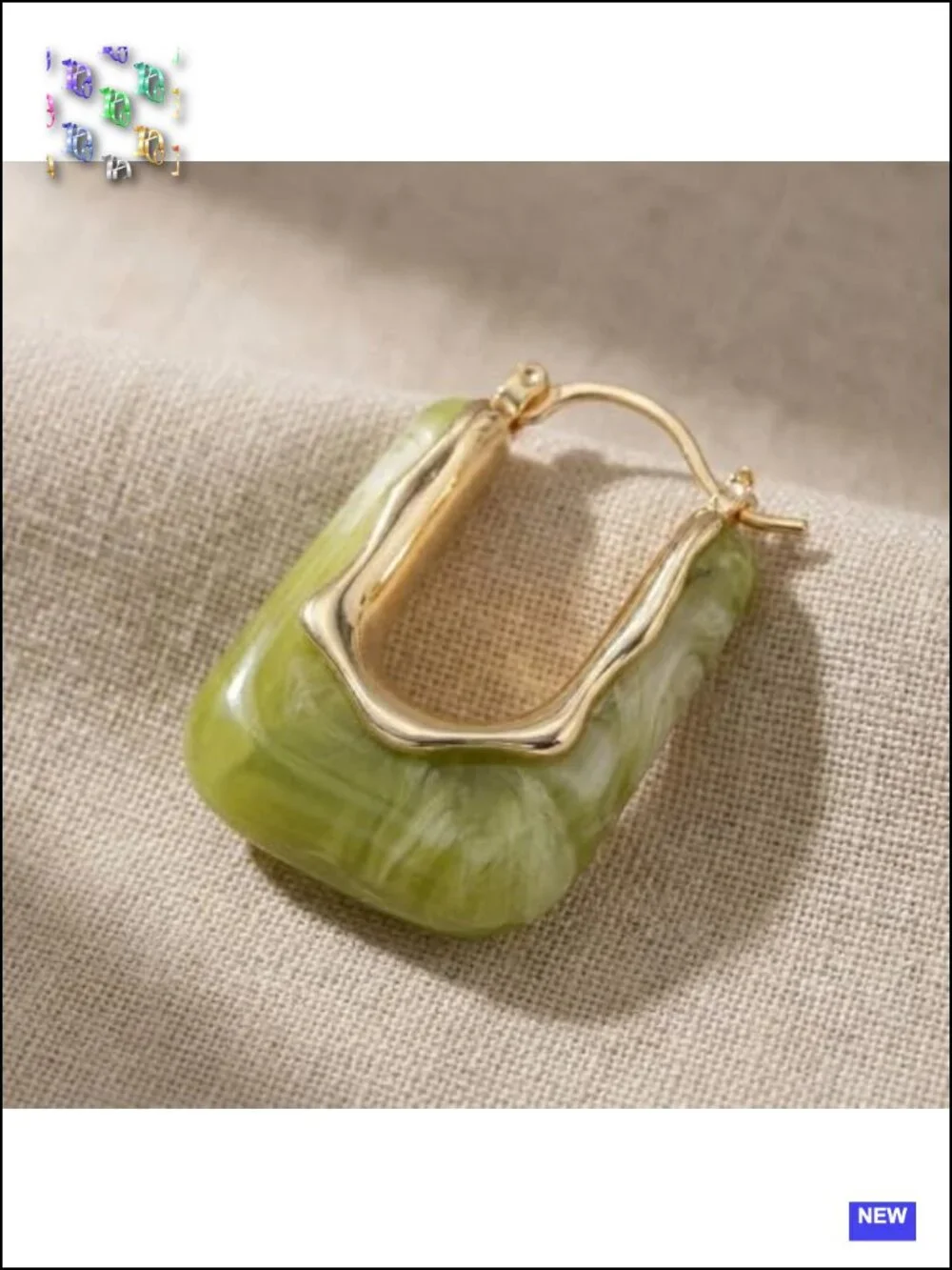 Chunky Resin Huggie Drop Earrings, Vintage Geometric Statement Jewelry for Party